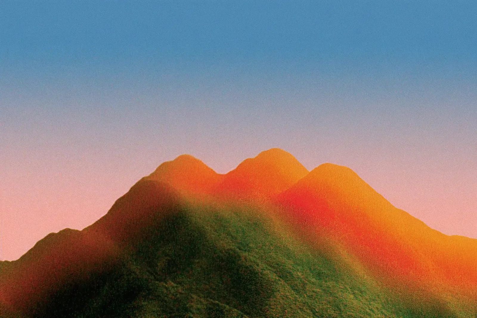 Painterly rendering of sunlit peaks under a clear sky — Grok Bot launch artwork